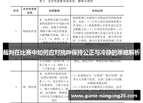 裁判在比赛中如何应对挑衅保持公正与冷静的策略解析